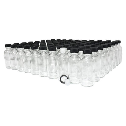 2 oz. Clear Boston Round with Reducer and Black Cap (20/400) (V20) (V6)