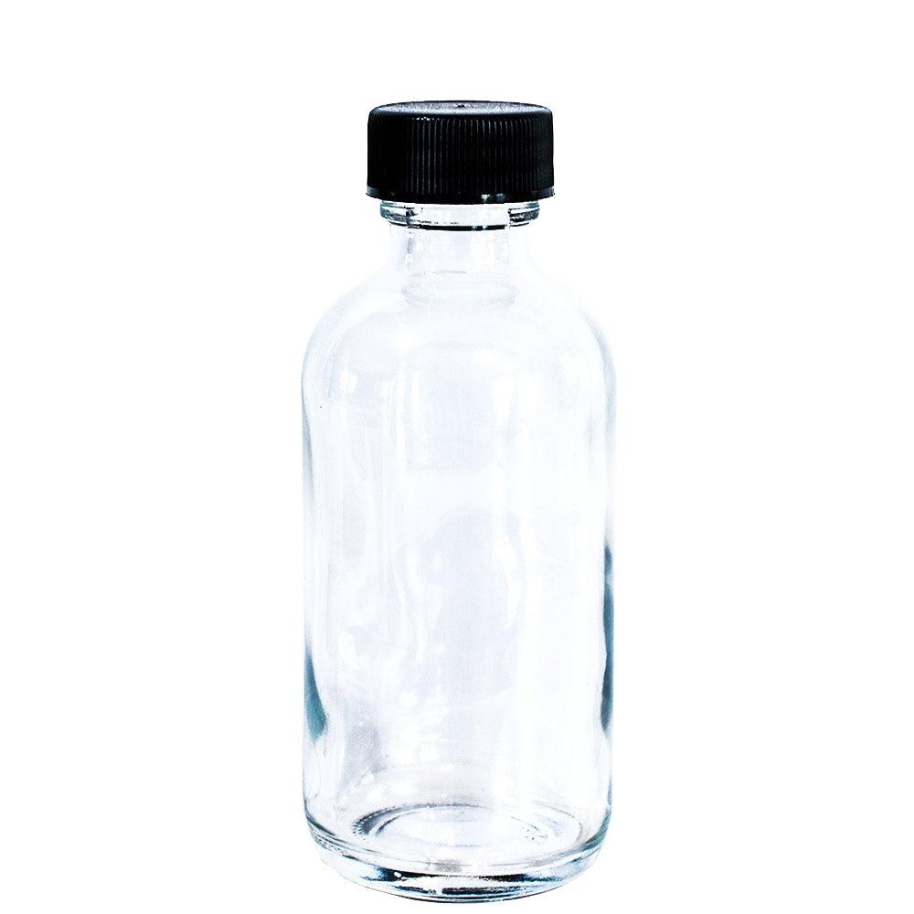 2 oz. Clear Boston Round with Reducer and Black Cap (20/400) (V5) (V6)