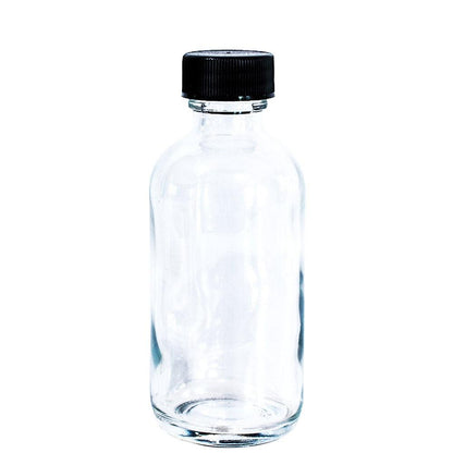 2 oz. Clear Boston Round with Reducer and Black Cap (20/400) (V5) (V6)