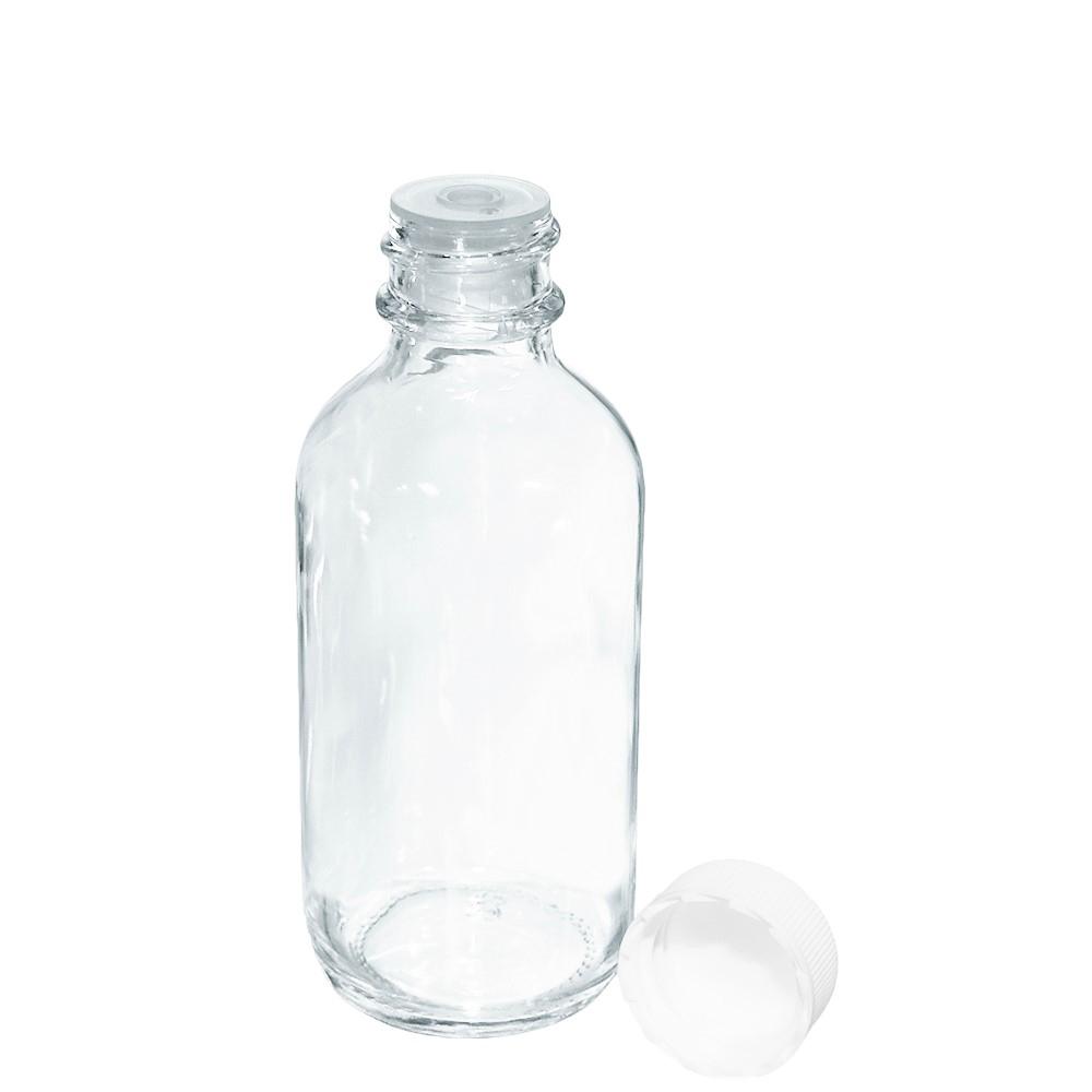 2 oz. Clear Boston Round with Reducer and White Cap (20/400) (V20) (V1)