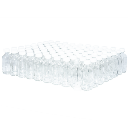 2 oz. Clear Boston Round with Reducer and White Cap (20/400) (V23) (V1)
