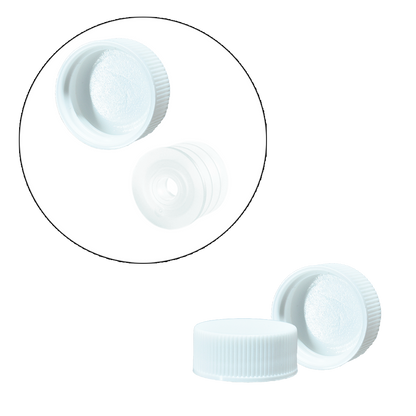 2 oz. Clear Boston Round with Reducer and White Cap (20/400) (V23) (V1)