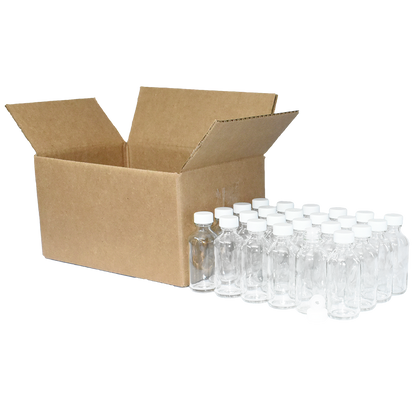 2 oz. Clear Boston Round with Reducer and White Cap (20/400) (V23) (V1)
