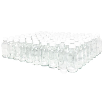 2 oz. Clear Boston Round with Reducer and White Cap (20/400) (V4) (V1)