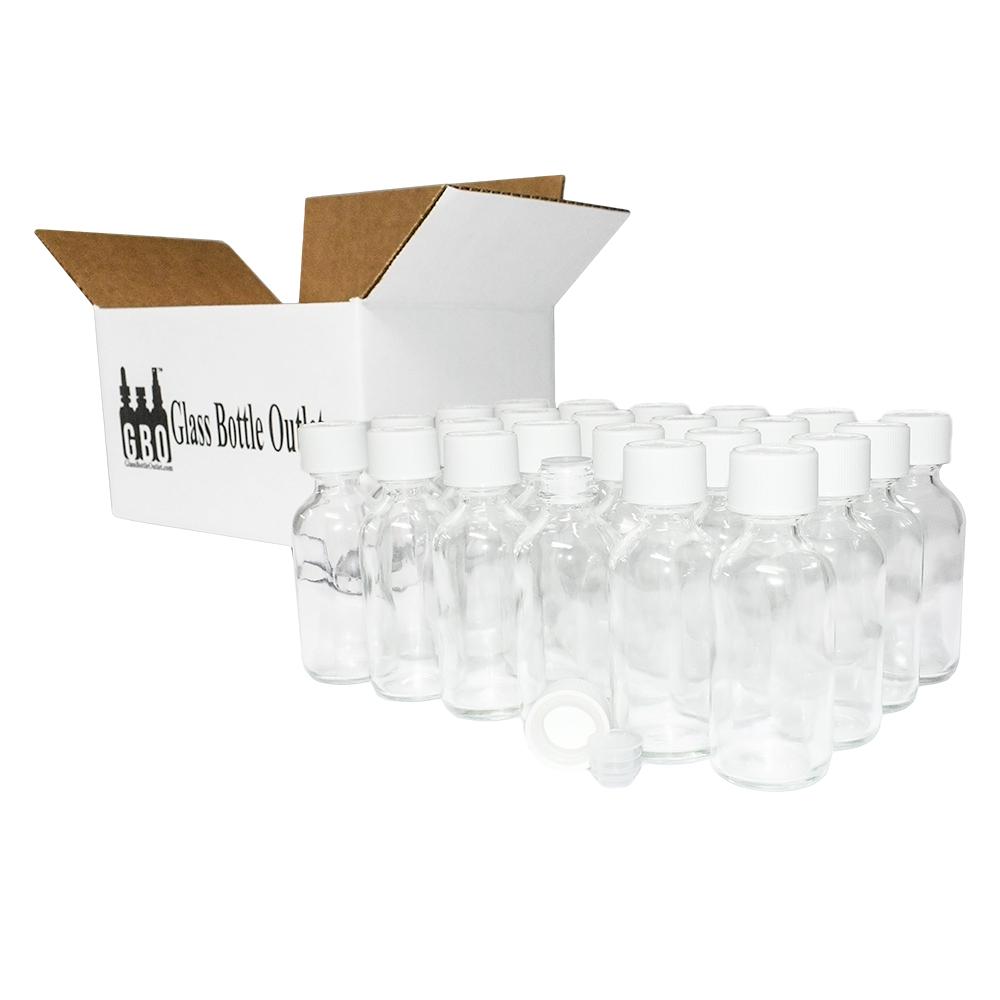2 oz. Clear Boston Round with Reducer and White Child-Resistant Cap (20/400) (V20) (V6)