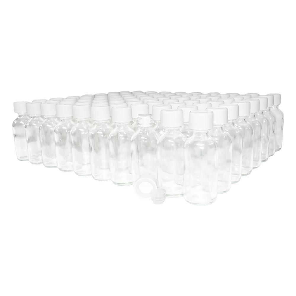 2 oz. Clear Boston Round with Reducer and White Child-Resistant Cap (20/400) (V20) (V6)