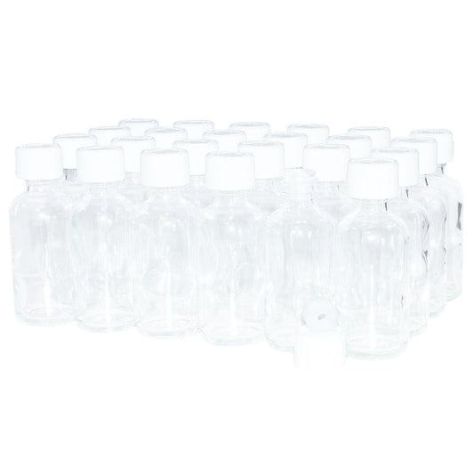 2 oz. Clear Boston Round with Reducer and White Child-Resistant Cap (20/400) (V5) (V1)