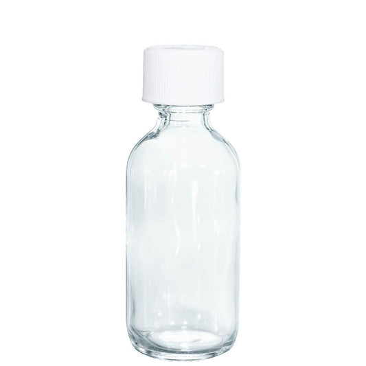 2 oz. Clear Boston Round with Reducer and White Child-Resistant Cap (20/400) (V8) (V1)