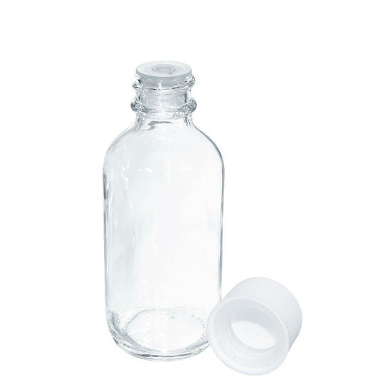 2 oz. Clear Boston Round with Reducer and White Child-Resistant Cap (20/400) (V8) (V1)