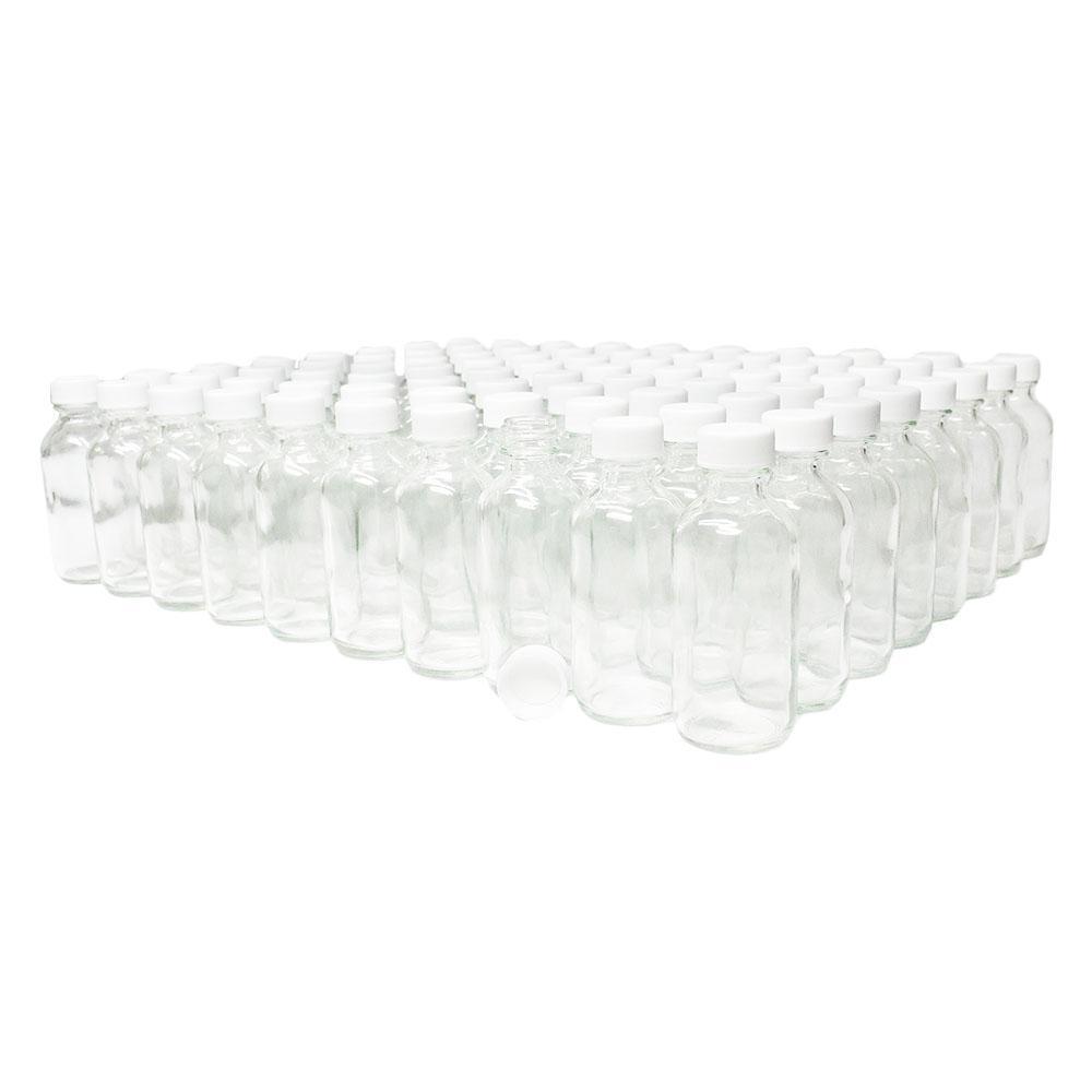 2 oz. Clear Boston Round with White Cap (20/400) (V20) (V1)