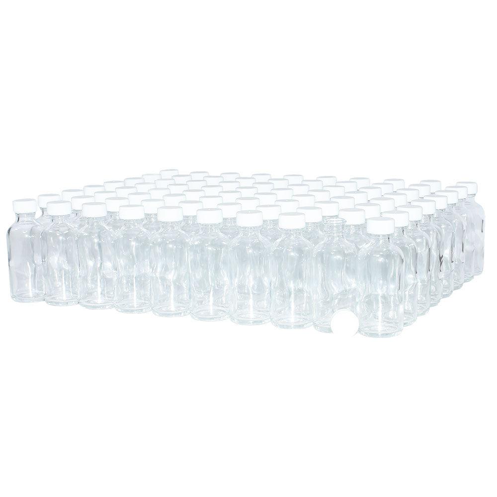 2 oz. Clear Boston Round with White Cap (20/400) (V5) (V1)