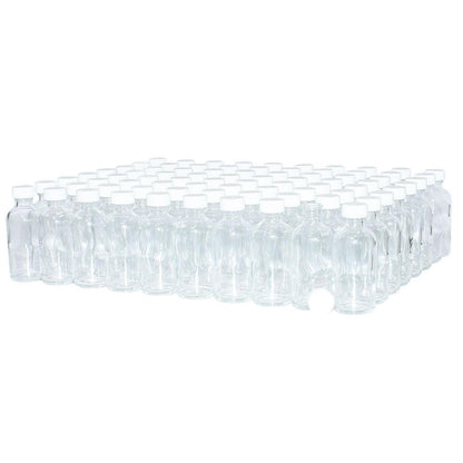 2 oz. Clear Boston Round with White Cap (20/400) (V5) (V1)