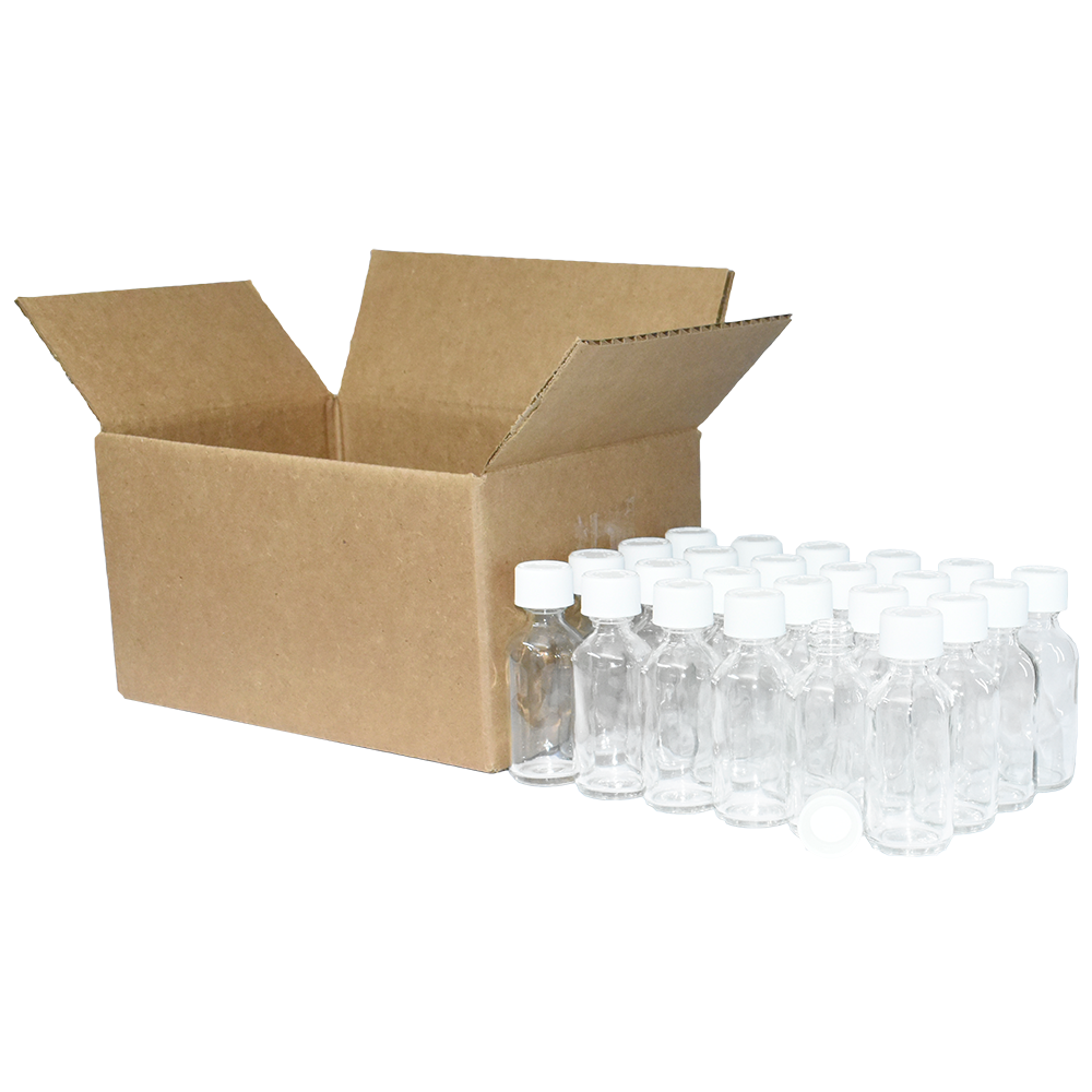 2 oz. Clear Boston Round with White Child-Resistant Cap (20/400) (V23) (V6)