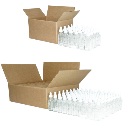 2 oz. Clear Boston Round with White Glass Dropper (20/400) (V23) (V8)