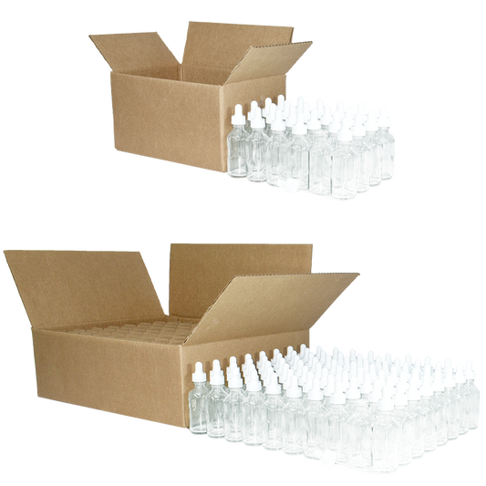 2 oz. Clear Boston Round with White Glass Dropper (20/400) (V23) (V8)