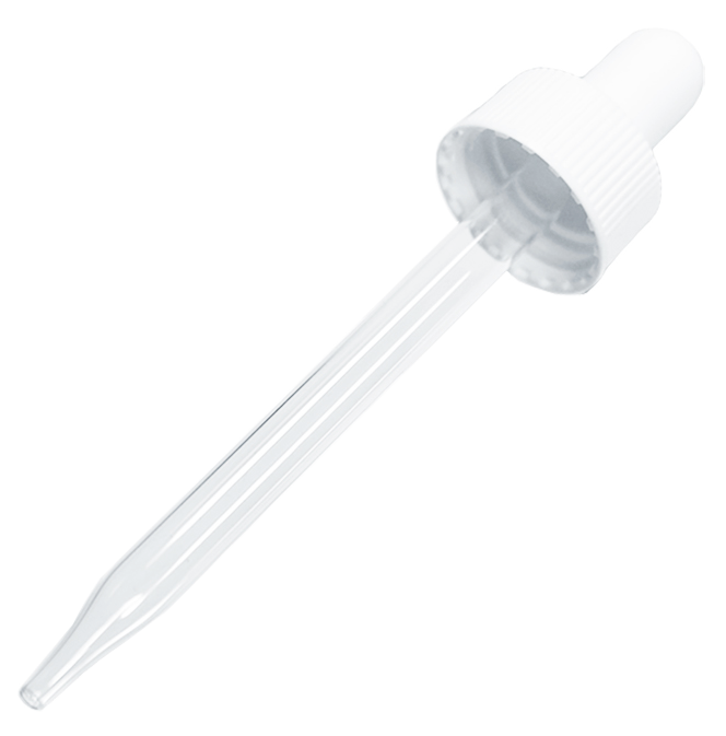 2 oz. Clear Boston Round with White Glass Dropper (20/400) (V23) (V8)