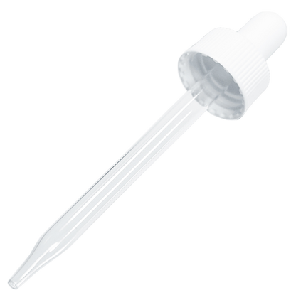 2 oz. Clear Boston Round with White Glass Dropper (20/400) (V23) (V8)