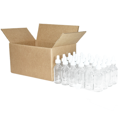 2 oz. Clear Boston Round with White Glass Dropper (20/400) (V23) (V8)