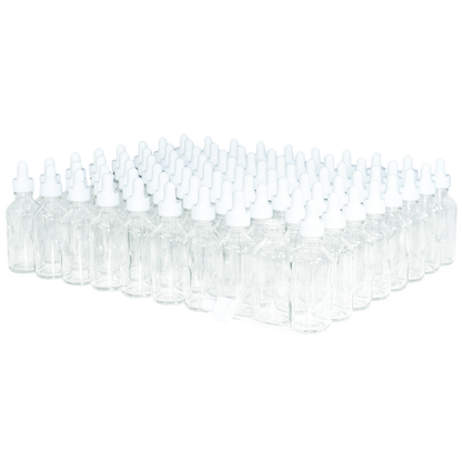 2 oz. Clear Boston Round with White Glass Dropper (20/400) (V23) (V8)
