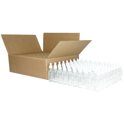 2 oz. Clear Boston Round with White Glass Dropper (20/400) (V23) (V8)