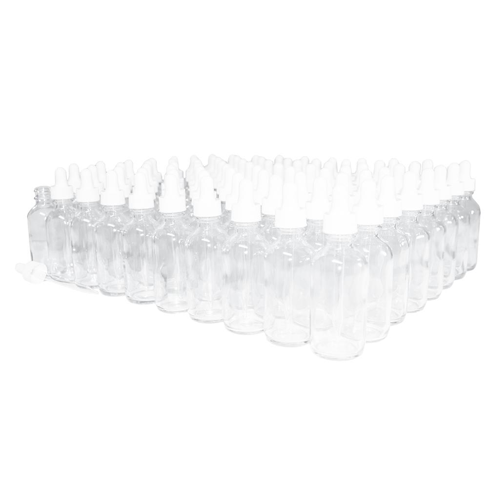 2 oz. Clear Boston Round with White Glass Dropper (20/400) (V5) (V8)