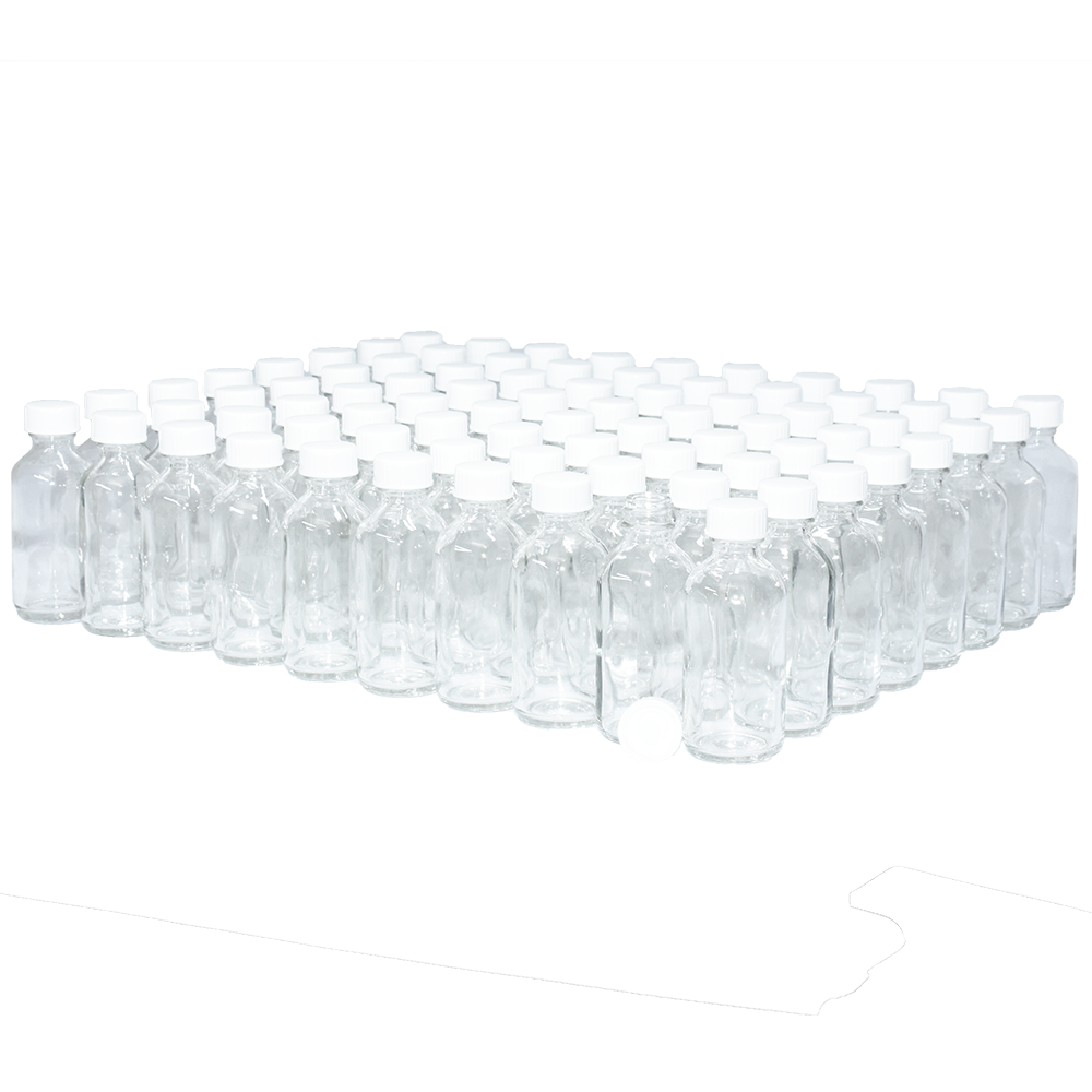2 oz. Clear Boston Round with White Poly Cone Cap (20/400) (V23) (V20)