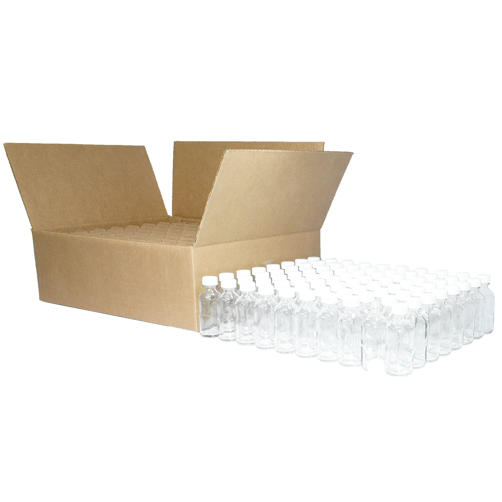 2 oz. Clear Boston Round with White Poly Cone Cap (20/400) (V23) (V20)