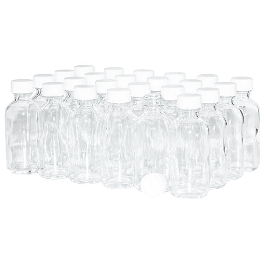 2 oz. Clear Boston Round with White Poly Cone Cap (20/400) (V23) (V20)