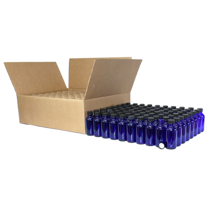 2 oz. Cobalt Blue Boston Round with Black Cap (20/400) (V23) (V6)
