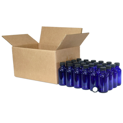 2 oz. Cobalt Blue Boston Round with Black Cap (20/400) (V23) (V6)