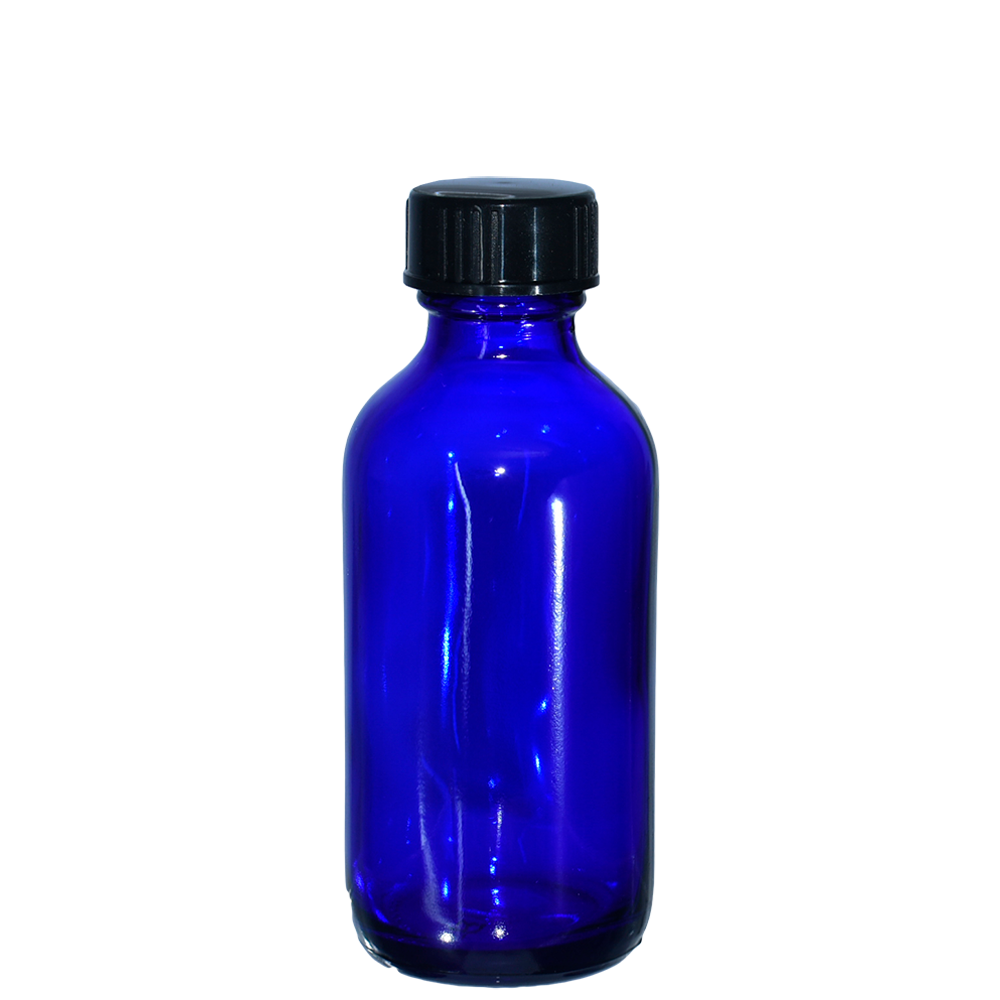 2 oz. Cobalt Blue Boston Round with Black Cone Cap (20/400) (V23) (V20)