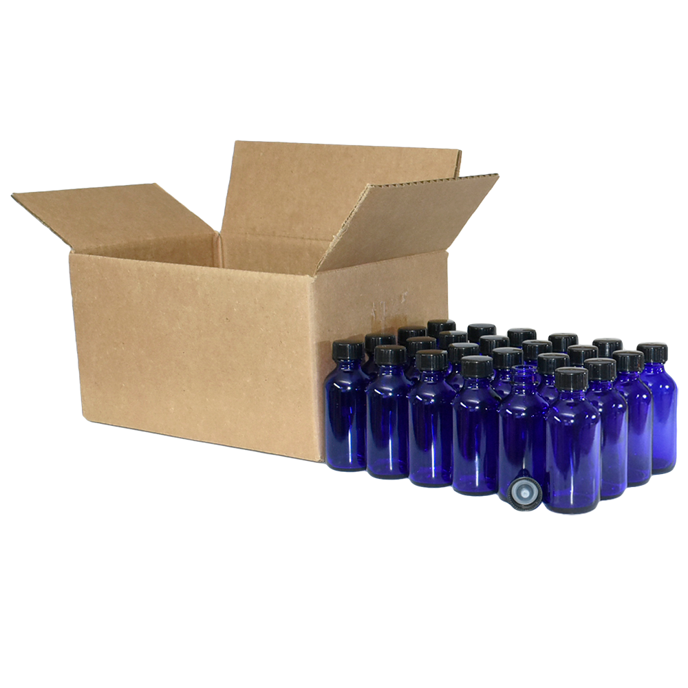 2 oz. Cobalt Blue Boston Round with Black Cone Cap (20/400) (V23) (V20)