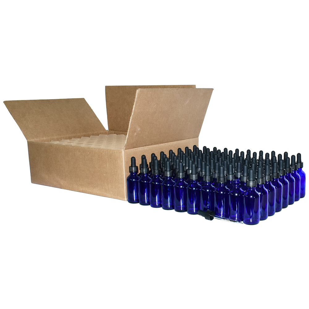 2 oz. Cobalt Blue Boston Round with Black Graduated Glass Dropper (20/400) (V23) (V20)