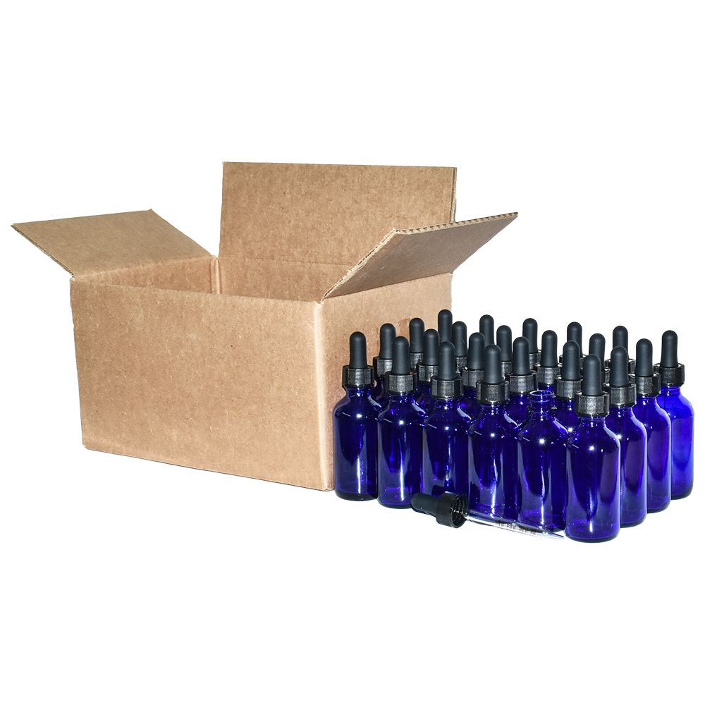 2 oz. Cobalt Blue Boston Round with Black Graduated Glass Dropper (20/400) (V23) (V20)