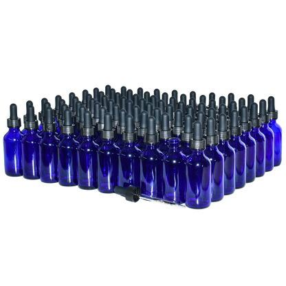 2 oz. Cobalt Blue Boston Round with Black Graduated Glass Dropper (20/400) (V23) (V20)