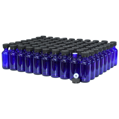 2 oz. Cobalt Blue Boston Round with Reducer and Black Child-Resistant Cap (20/400) (V23) (V6)