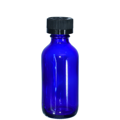 2 oz. Cobalt Blue Boston Round with Reducer and Black Child-Resistant Cap (20/400) (V23) (V6)
