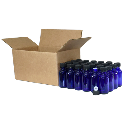 2 oz. Cobalt Blue Boston Round with Reducer and Black Child-Resistant Cap (20/400) (V23) (V6)