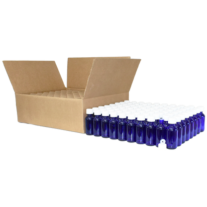 2 oz. Cobalt Blue Boston Round with Reducer and White Child-Resistant Cap (20/400) (V23) (V1)