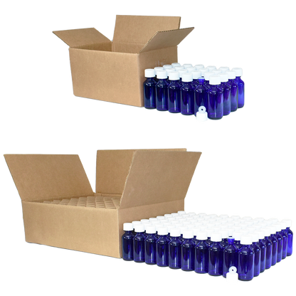 2 oz. Cobalt Blue Boston Round with Reducer and White Child-Resistant Cap (20/400) (V23) (V1)