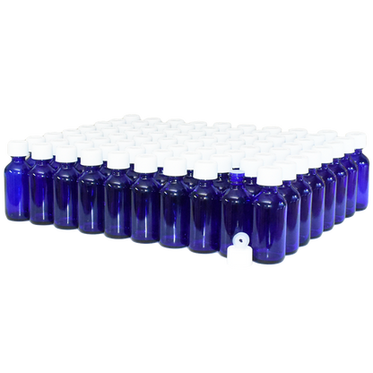 2 oz. Cobalt Blue Boston Round with Reducer and White Child-Resistant Cap (20/400) (V23) (V6)