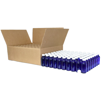 2 oz. Cobalt Blue Boston Round with White Cap (20/400) (V23) (V1)