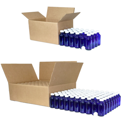 2 oz. Cobalt Blue Boston Round with White Cap (20/400) (V23) (V1)