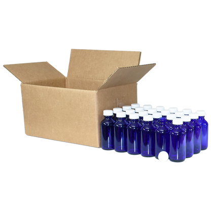 2 oz. Cobalt Blue Boston Round with White Cap (20/400) (V23) (V1)