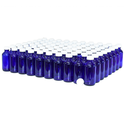 2 oz. Cobalt Blue Boston Round with White Cap (20/400) (V23) (V1)