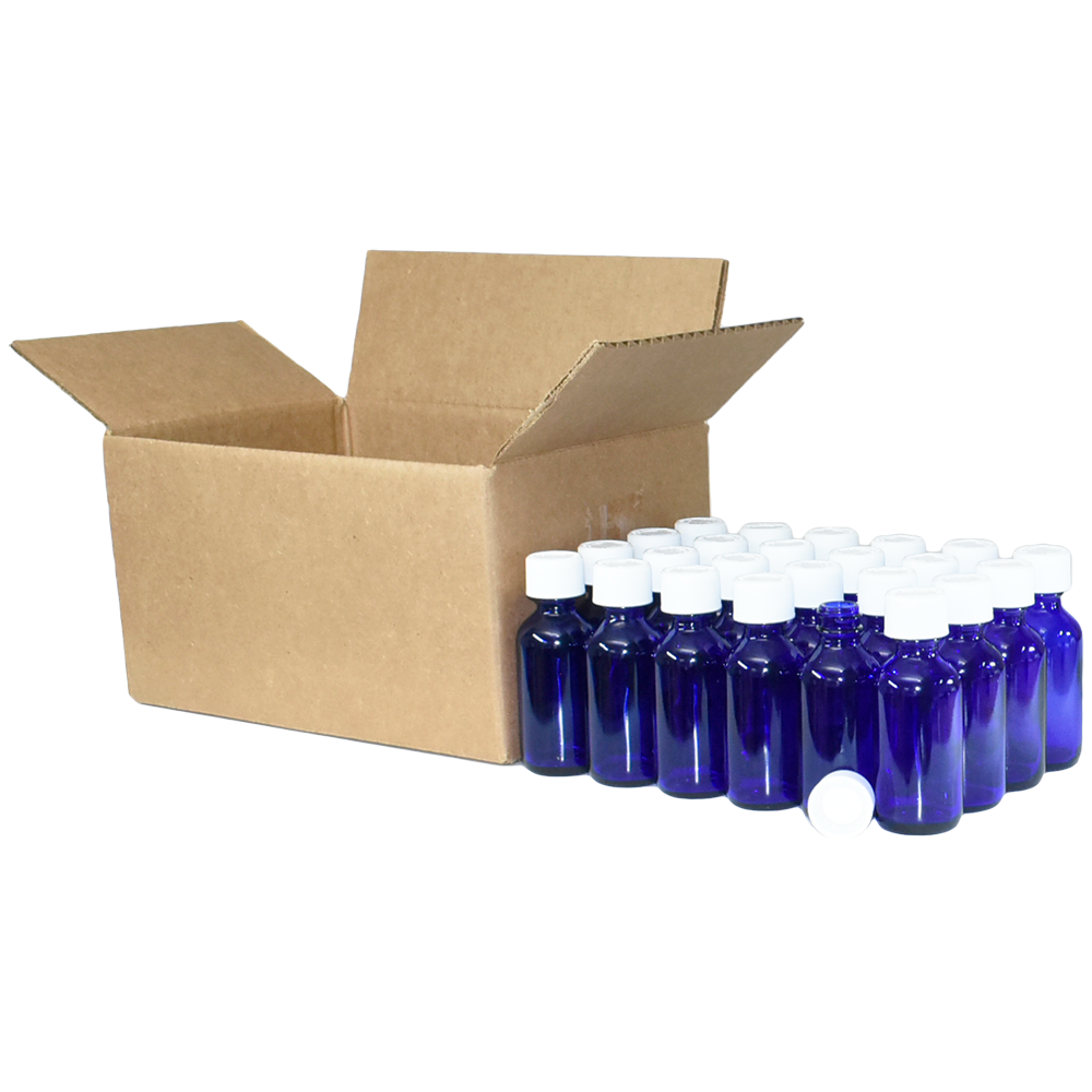 2 oz. Cobalt Blue Boston Round with White Child-Resistant Cap (20/400) (V23) (V6)