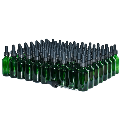 2 oz. Green Boston Round with Black Glass Dropper (20/400) (V23) (V20)