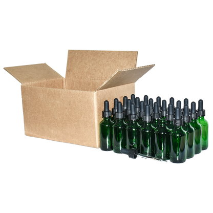 2 oz. Green Boston Round with Black Graduated Glass Dropper (20/400) (V23) (V20)