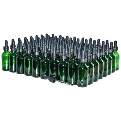 2 oz. Green Boston Round with Black Graduated Glass Dropper (20/400) (V23) (V20)