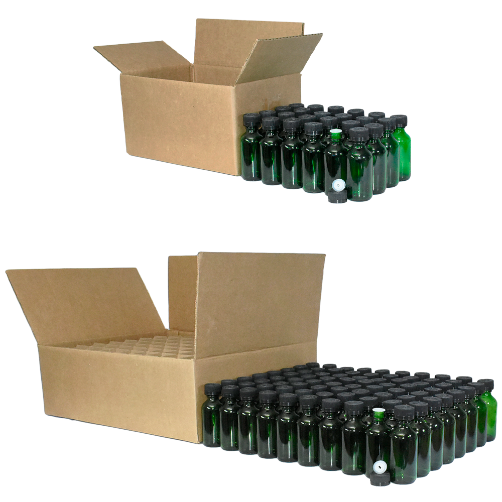 2 oz. Green Boston Round with Reducer and Black Child-Resistant Cap (20/400) (V23) (V6)